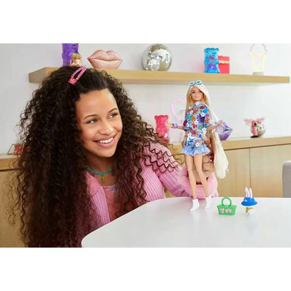 Flash Sale Brinquedos Barbie Barbie Extra Boneca Loira Articulada Com Roupa De Flores