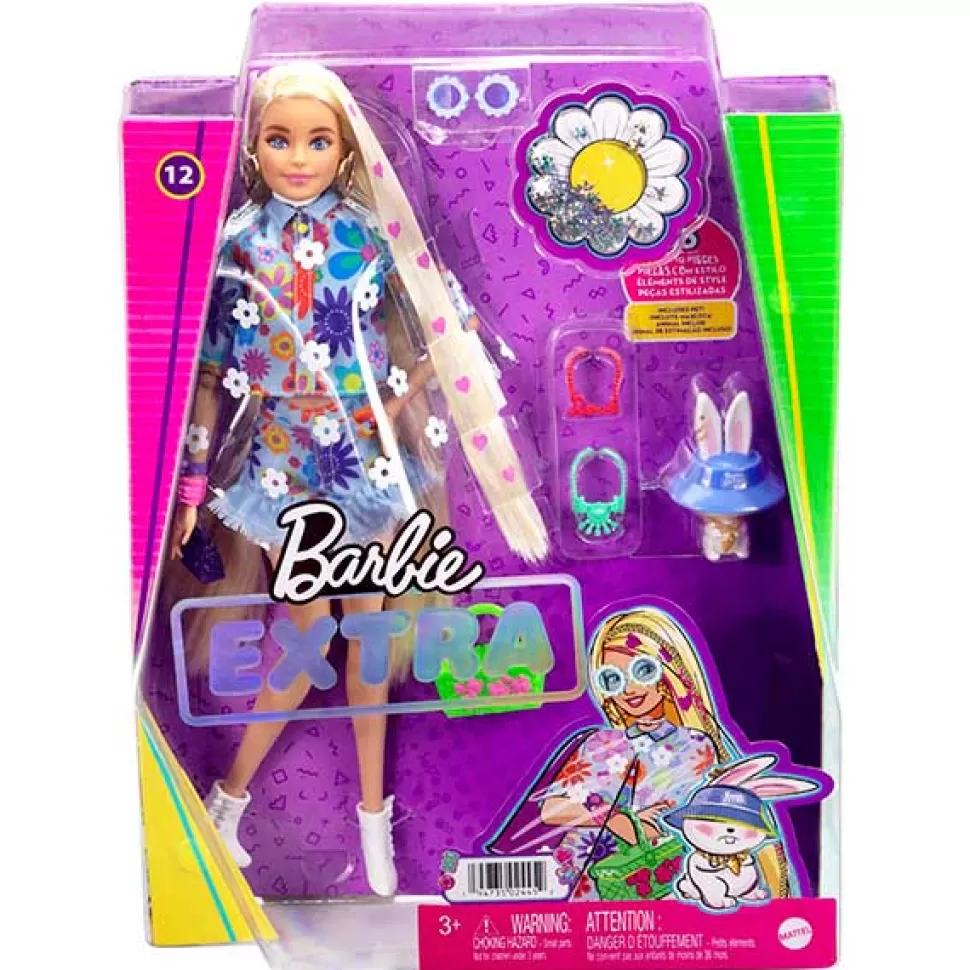 Flash Sale Brinquedos Barbie Barbie Extra Boneca Loira Articulada Com Roupa De Flores