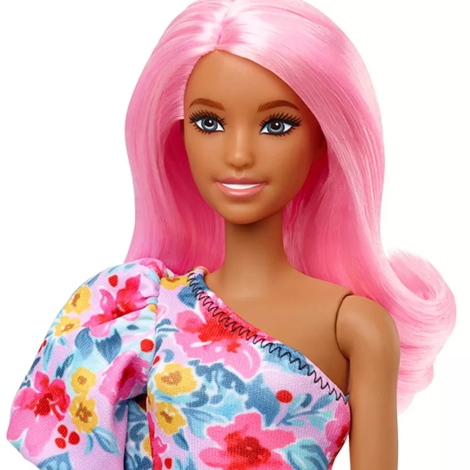 Discount Brinquedos Barbie Barbie Fashionista Boneca Vestido Floral De Um Ombro Com Protese De Perna