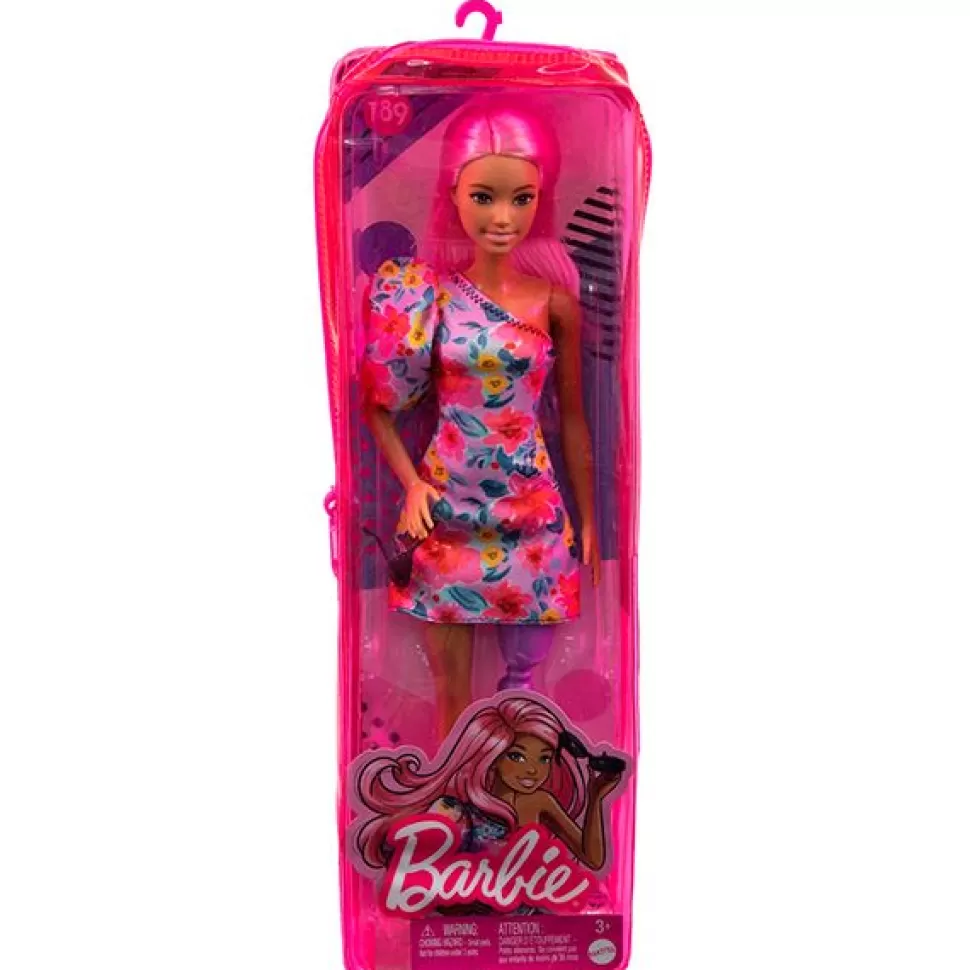 Discount Brinquedos Barbie Barbie Fashionista Boneca Vestido Floral De Um Ombro Com Protese De Perna