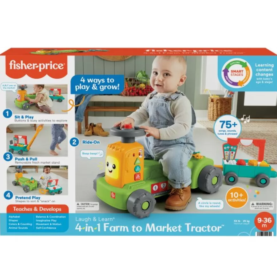 Brinquedos Fisher Price Fisher-Price Ria E Aprenda Trator Transformavel 4 Em 1< Brinquedos De Tratores