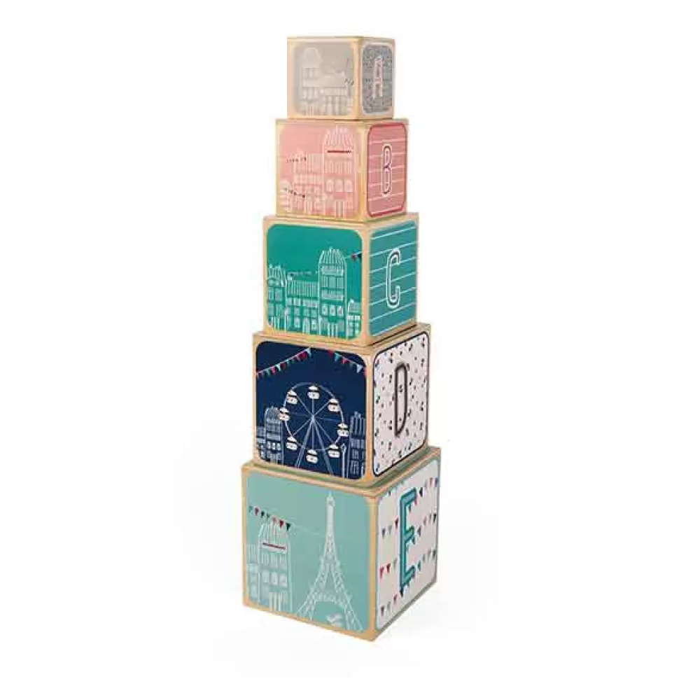 Brinquedos Sophie la Girafe Janod Piramide De 5 Cubos De Madeira Sophie La Girafe< Brinquedos De Madeira