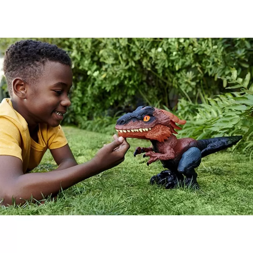 Brinquedos Jurassic World Jurassic World Figura Dinossauro Desenjaulado En Llamas Pirorraptor Rowdy Roars< Brinquedos De Dinossauros