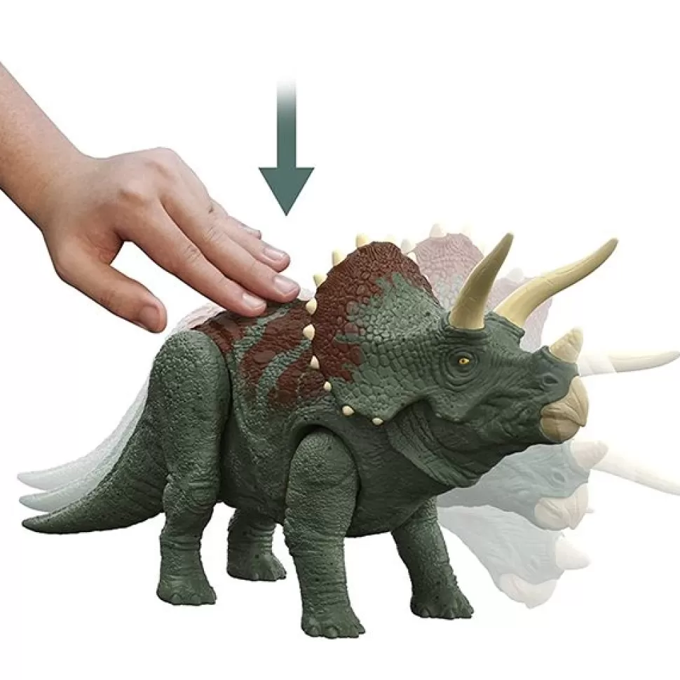 Brinquedos Jurassic World Jurassic World Figura Dinossauro Triceratop Ruge E Ataca Com Sons< Brinquedos De Dinossauros