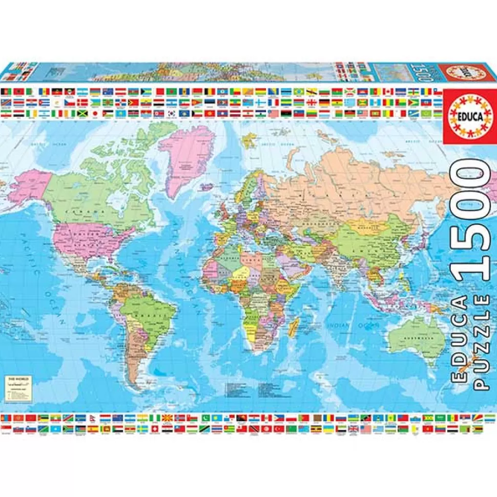 Fashion Brinquedos Educa Borras Puzzle 1500P Mapa-Mundi Politico