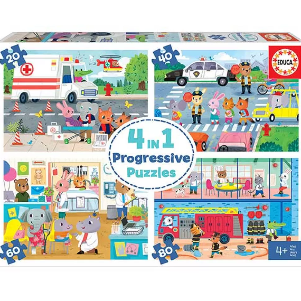 Store Brinquedos Educa Borras Puzzle Progressivo 4Em1 Heróis Em Accao